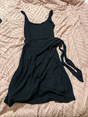 Aritzia Black Wrap Midi Dress
